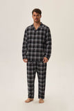 Classic Checkered Men's Pajama Set in Black