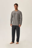 Classic Gray Long-Sleeve Men's Pajama Set