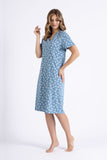 Elegant V-Neck Nightshirt with Delicate Print & Pouch