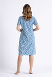 Elegant V-Neck Nightshirt with Delicate Print & Pouch