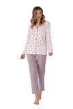 Elegant Women's Pajamas with Piping and Buttoned Shirt
