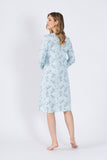 Elegant V-Neck Nightshirt with Decorative Bow and 3/4 Sleeves