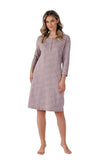 Elegant Knee-Length Nightshirt with 7/8 Sleeves and Buttons