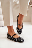 Eco-Suede Ballerinas with Sparkling Jet Stone Accents