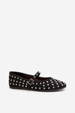 Eco-Suede Ballerinas with Sparkling Jet Stone Accents