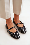 Eco-Suede Ballerinas with Sparkling Jet Stone Accents