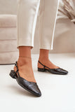 Stylish Lacquered Low-Heeled Ballerinas with Open Heel