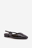 Stylish Lacquered Low-Heeled Ballerinas with Open Heel