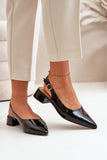 Elegant Pointed Toe Low Block Heel Ballerina Flats