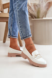 Eco Leather Women's Moccasins with Gold Accent Decoration