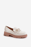 Eco Leather Women's Moccasins with Gold Accent Decoration