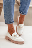 Eco Leather Women's Moccasins with Gold Accent Decoration
