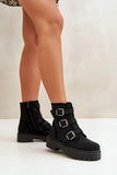 Chic Women's Ankle Boots with Buckles and Fleece Lining