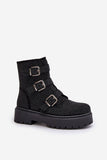 Chic Women's Ankle Boots with Buckles and Fleece Lining