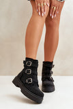 Chic Women's Ankle Boots with Buckles and Fleece Lining