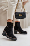 Eco Suede Women's Ankle Boots with Block Heel and Insulation