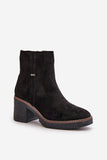 Eco Suede Women's Ankle Boots with Block Heel and Insulation