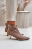 Elegant Women's Ankle Boots with Decorative Heel Design