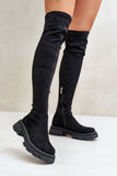 Eco-Suede Knee-High Boots with Low Heel & Zip Closure
