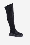 Eco-Suede Knee-High Boots with Low Heel & Zip Closure
