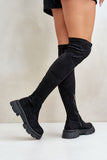 Eco-Suede Knee-High Boots with Low Heel & Zip Closure