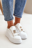 Stylish Eco Leather Platform Sneakers with Teddy Bear Clasp