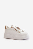 Stylish Eco Leather Platform Sneakers with Teddy Bear Clasp