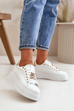 Stylish Eco Leather Platform Sneakers with Teddy Bear Clasp