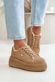 Fur-Lined Women's Sneakers with Elegant Gold Detail