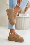 Fur-Lined Women's Sneakers with Elegant Gold Detail