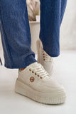 Eco Leather Women's Sports Shoes with Fur Lining and Platform