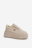 Eco Leather Women's Sports Shoes with Fur Lining and Platform