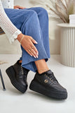 Eco-Leather Women's Sports Shoes with Fur Lining and Platform