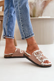Cozy Women's Fur-Lined Slippers with Adjustable Straps