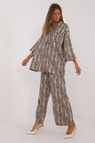 Chic Animal Print Shirt and Wide-Leg Pants Set for Casual Style