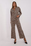 Chic Animal Print Women's Shirt and Wide-Leg Pant Set