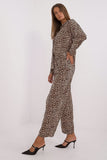 Chic Animal Print Women's Shirt and Wide-Leg Pant Set