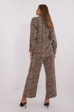 Chic Animal Print Women's Shirt and Wide-Leg Pant Set