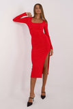 Elegant Striped Midi Pencil Dress with Long Sleeves