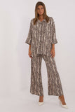 Chic Animal Print Shirt and Wide-Leg Pants Set for Casual Style