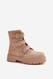 Chic Women's Ankle Boots with Buckles and Zipper Closure