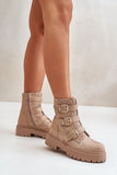 Chic Women's Ankle Boots with Buckles and Zipper Closure