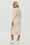 Casual midi sweatshirt dress with a relaxed fit and pockets.