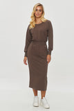 Casual midi sweatshirt dress with a relaxed fit and pockets.