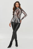 Chic printed blouse with a fitted cut and elegant turtleneck.