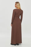 Elegant draped dress with a flattering V-neck and slit.