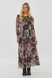 Elegant Floral-Printed Long Dress for Autumn Evenings