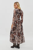 Elegant Floral-Printed Long Dress for Autumn Evenings