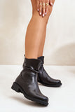 Stylish Women's Leather Ankle Boots with Zipper Closure