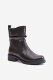 Stylish Women's Leather Ankle Boots with Zipper Closure